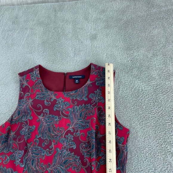 Lands End Womens 8P Sleeveless Red & Blue Paisley Dress Nylon/Viskose 5266 - Picture 6 of 8